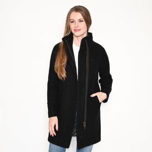 J. CREW Black Stadium-Cloth Wool-Blend Coat sz 0